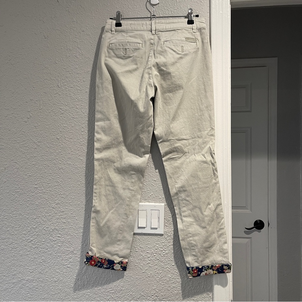 CHINO by Anthropologie cropped embroidered distressed floral patch khakis 26 - Picture 10 of 10